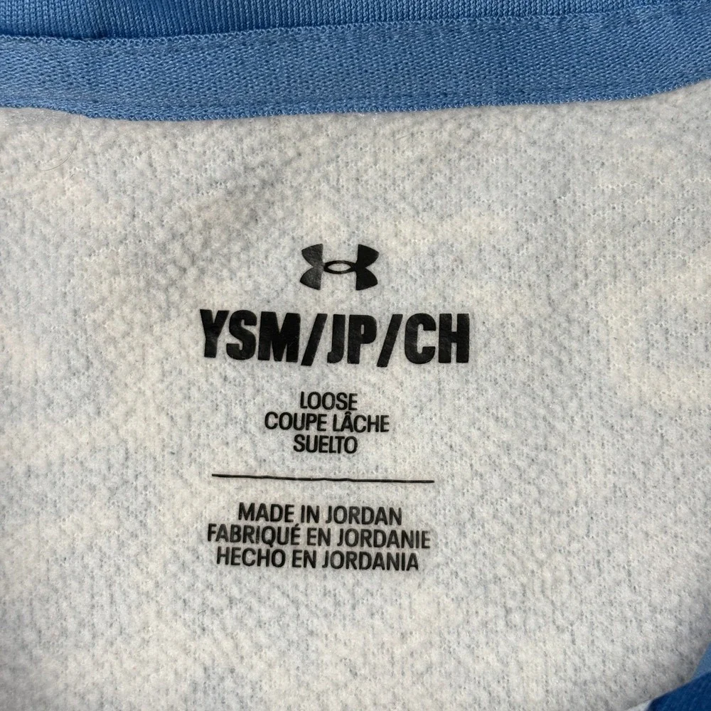Under Armour Youth Small Hoodie Blue Camo Loose‎ Fit Pullover Fleece Lined